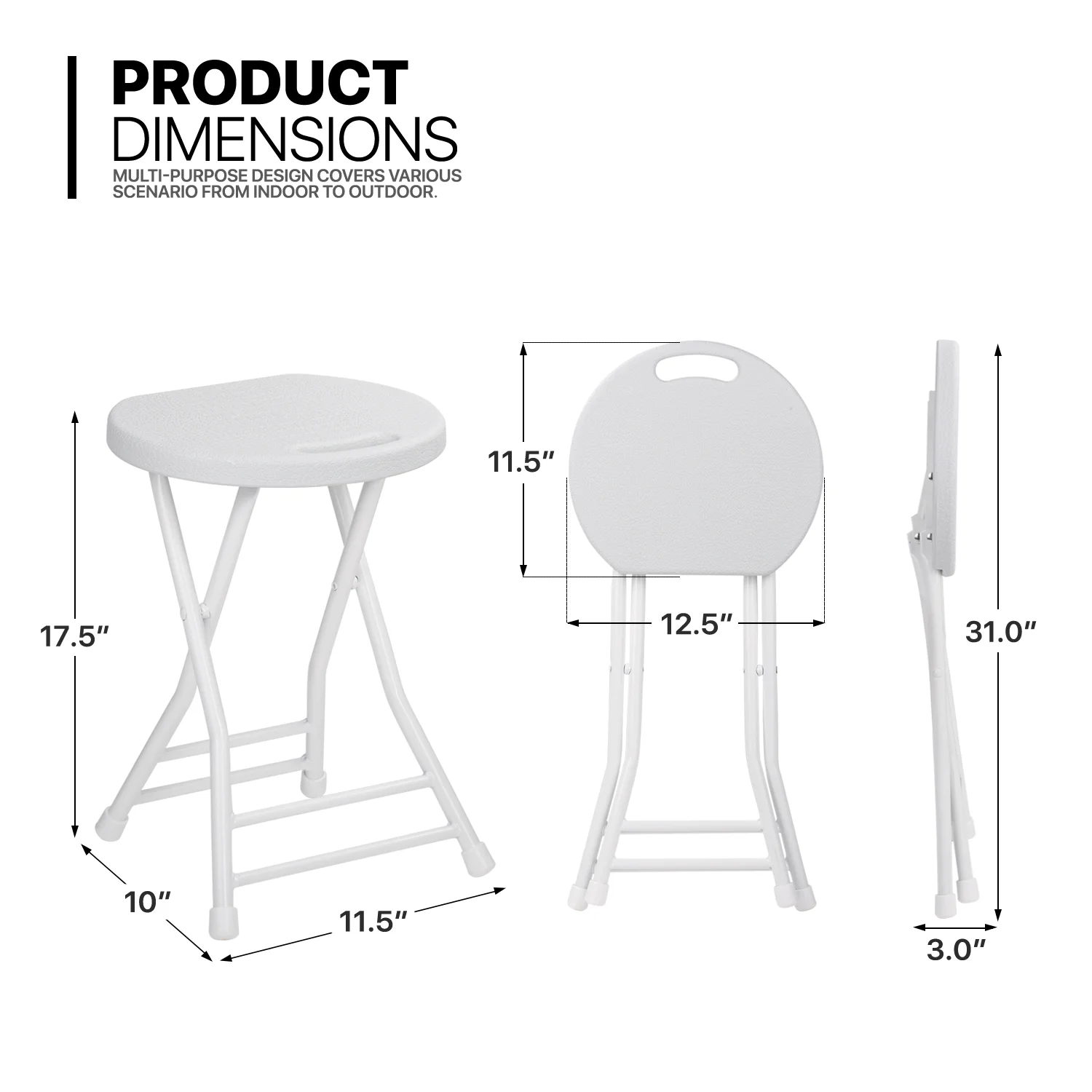 MoNiBloom Round Plastic Collapsible Stools with Handle, 18