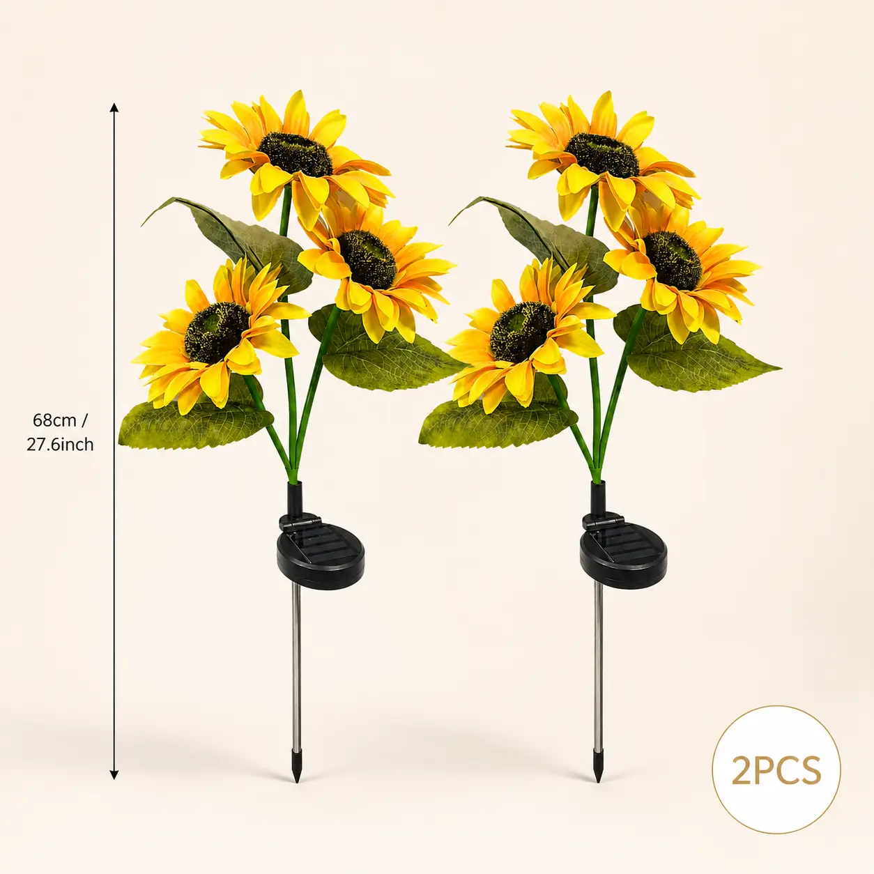 Solar Powered LED Sunflower Garden Lights Set of 2/4/6 Pieces Realistic Nighttime Glow for Yard Lawn Patio Porch Waterproof IP65 Energy Efficient Outdoor Lighting Durable Plastic Flowers All Weather Protection