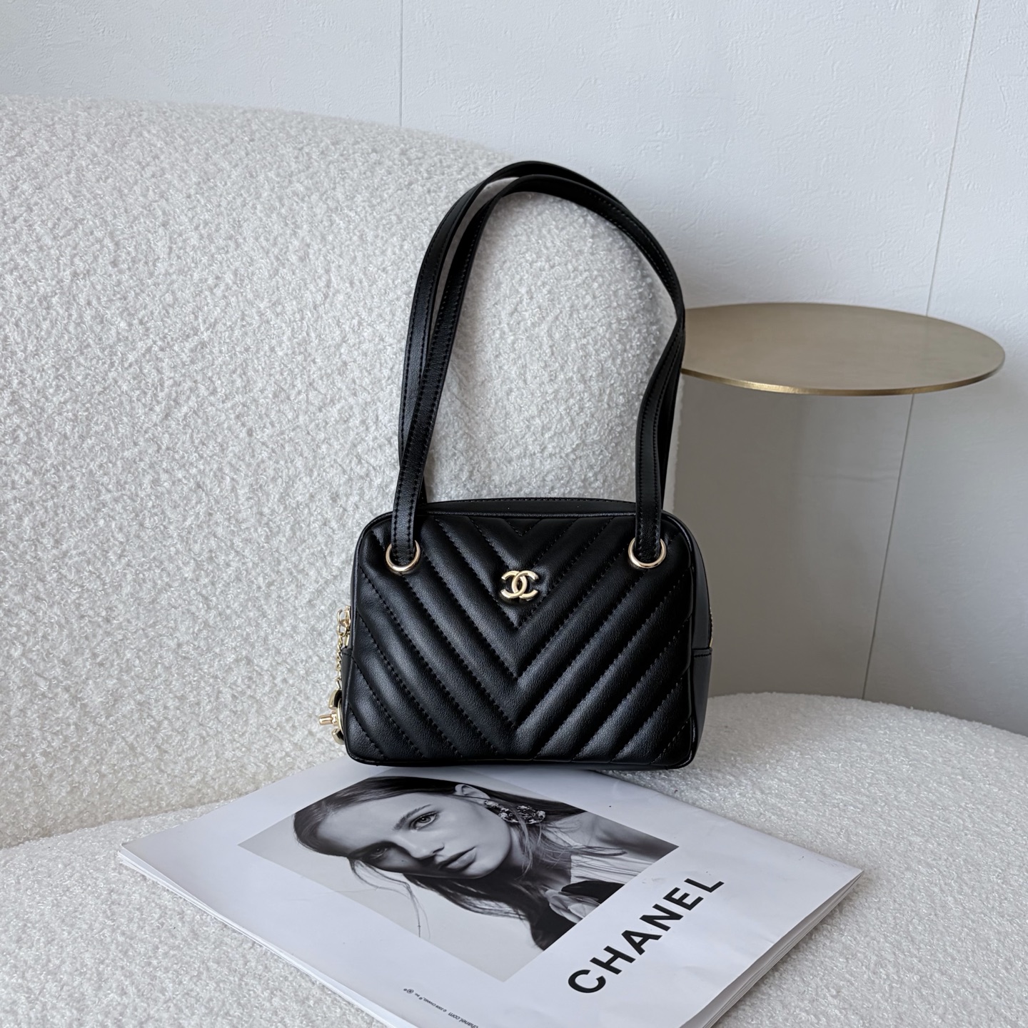 Chanel Chevron Quilted Camera Shoulder Bags