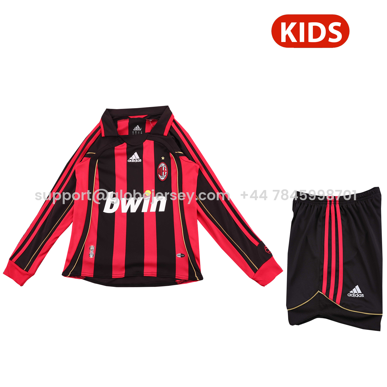 Retro AC Milan 2006-07 Home Long Sleeves Kids Kit
