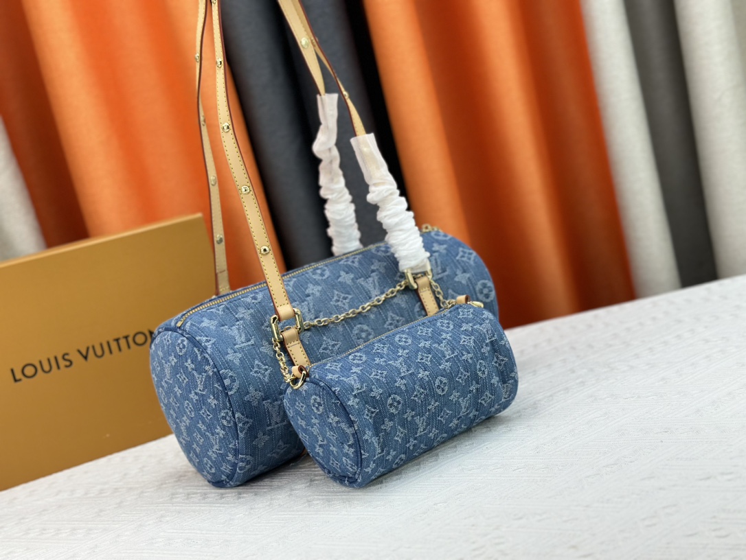 LV Papillon Denim Speedy Bandouliere Bag