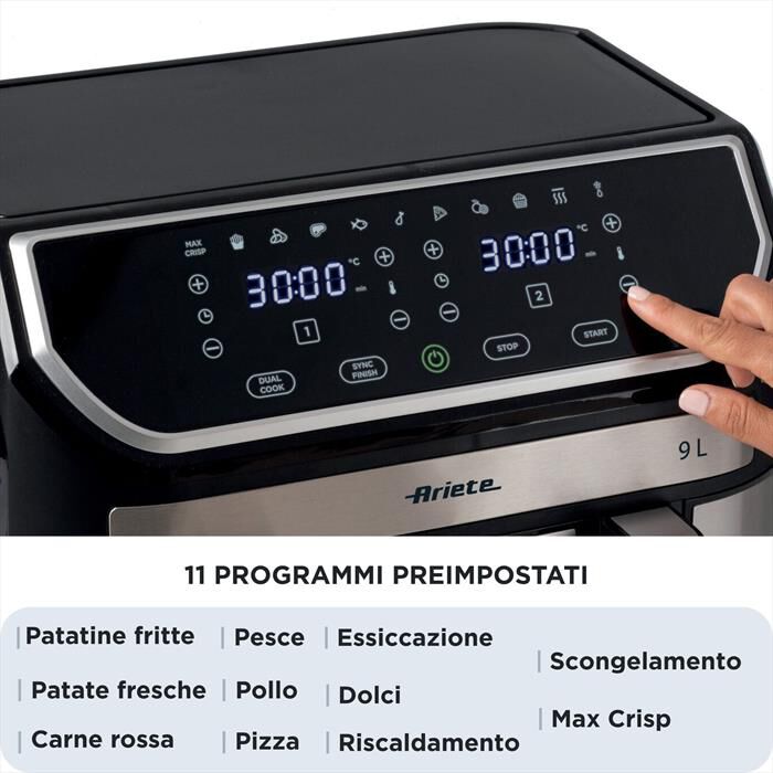 ARIETE - Friggitrice ad aria 4625-Nero, Argento