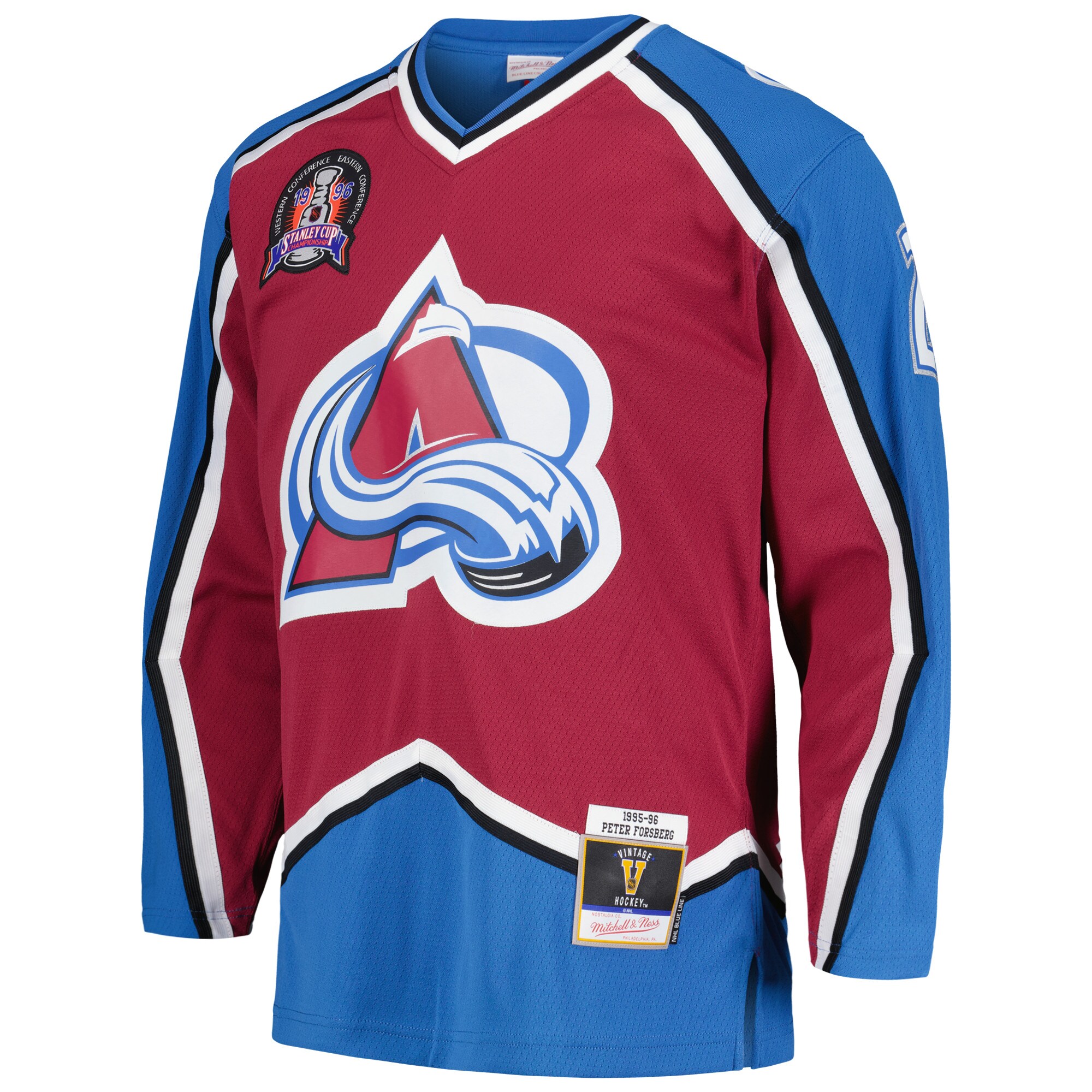 Peter Forsberg Colorado Avalanche Mitchell & Ness  1995/96 Blue Line   Jersey – Burgundy