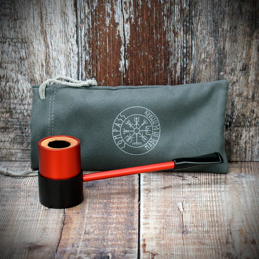 Erik Nording Compass Sailor Aluminium Briar Lined Pipe - Red