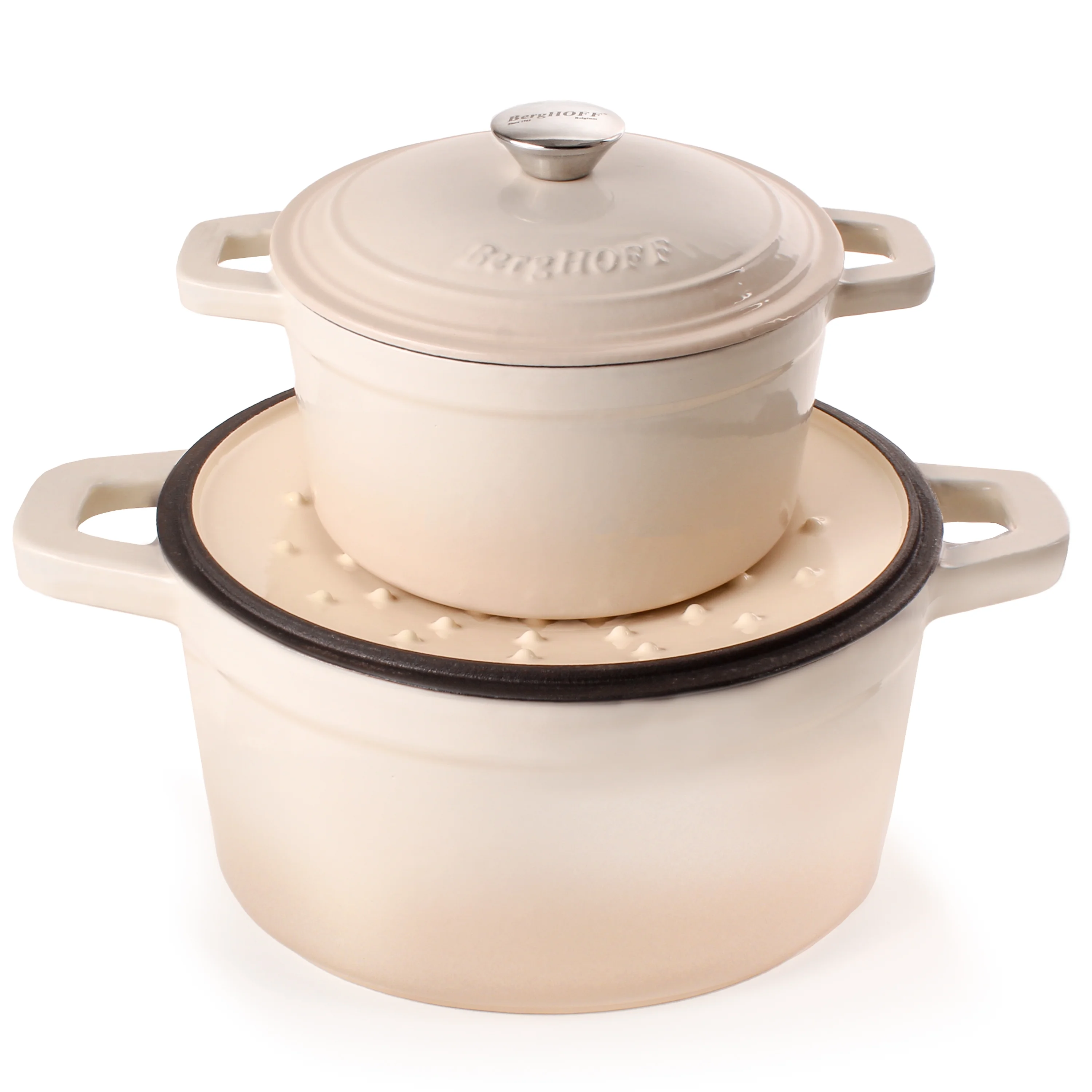 BergHOFF Neo 4Pc Cast Iron Set: 3qt. Covered Dutch Oven & 7qt. Covered Stockpot, Blue