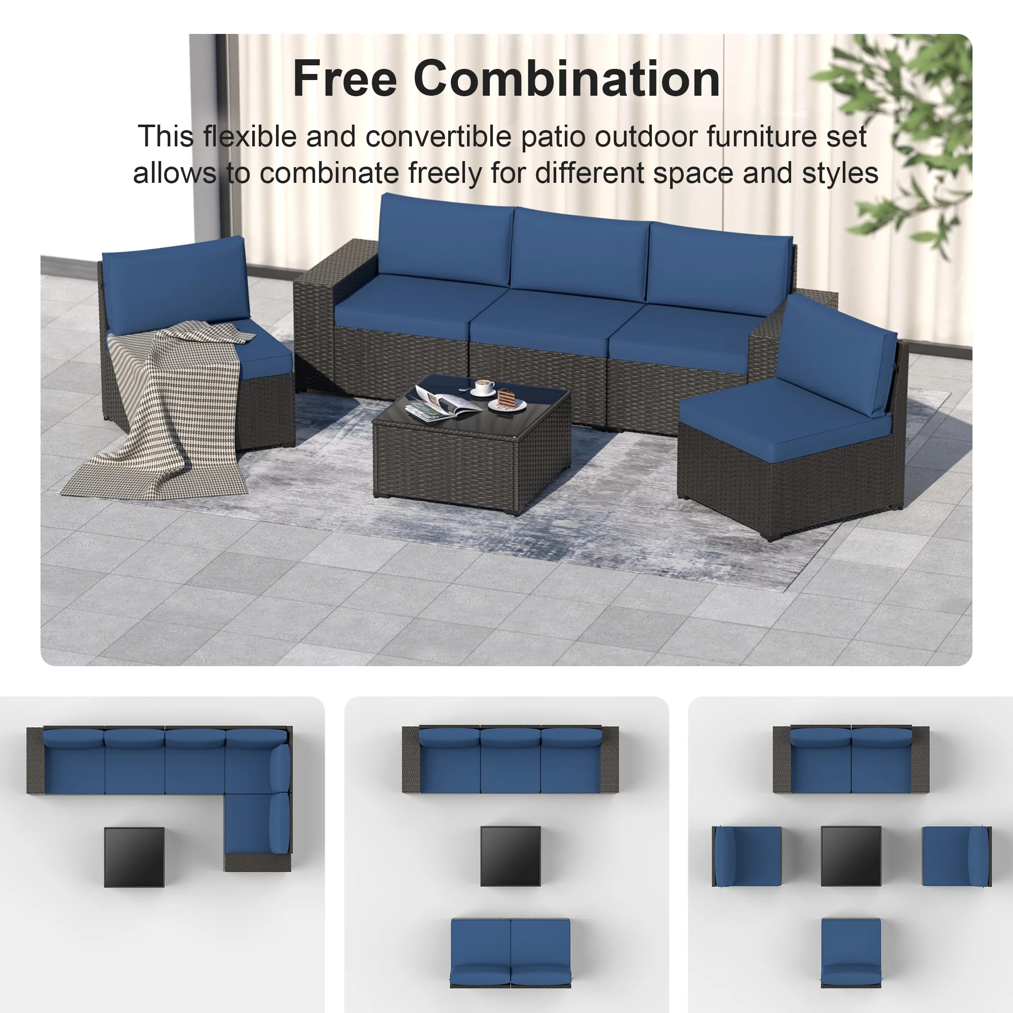 8 Piece Patio Furniture Set with 42