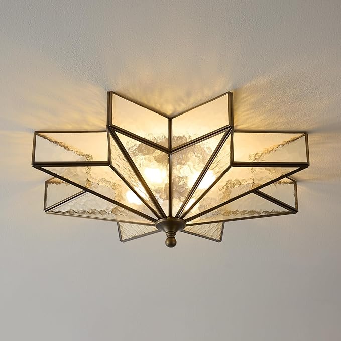 MELLOWWLITE Star Brass Glass Ceiling Light