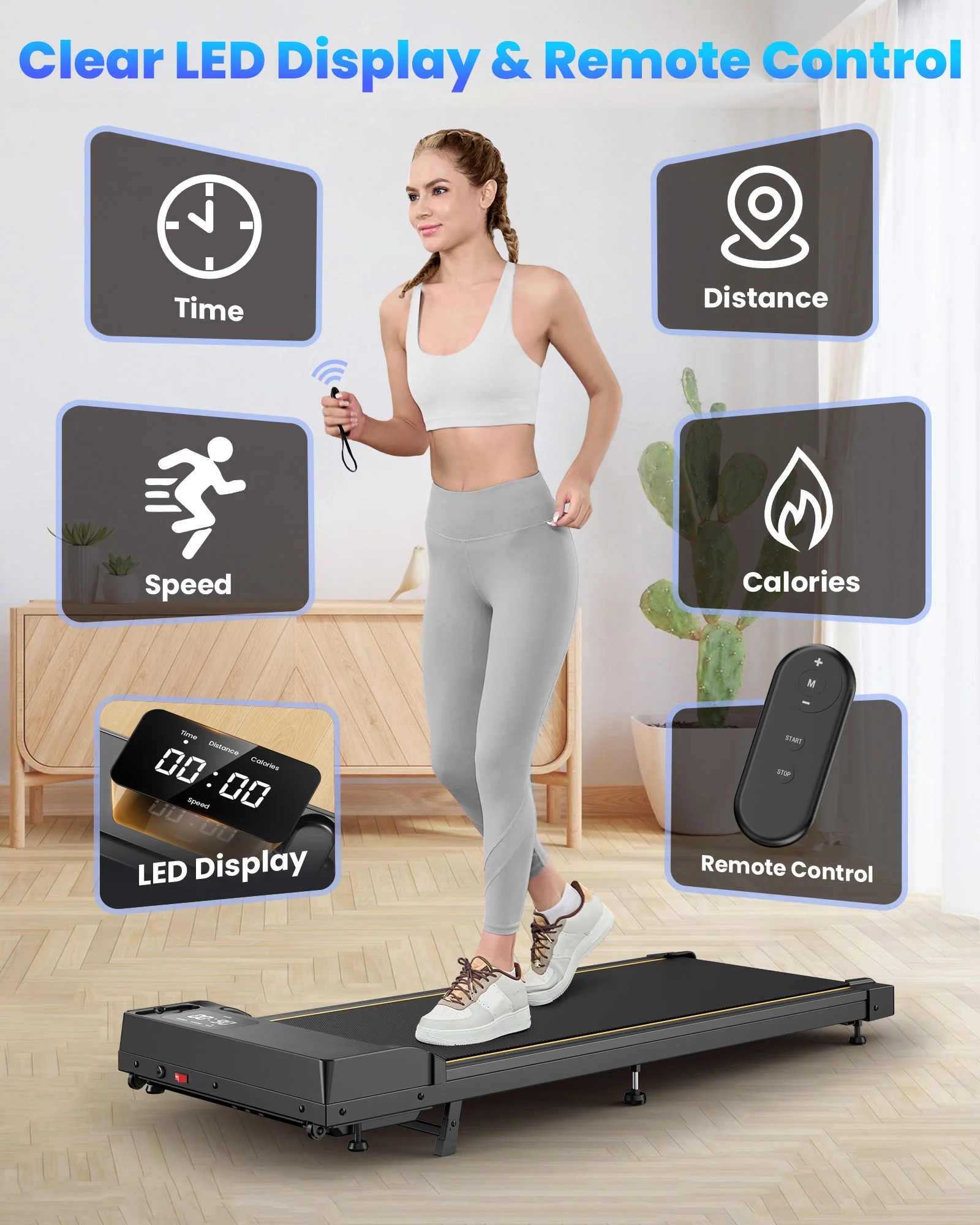 Walking Pad with Incline,Patbrela 2.5 HP Under Desk Treadmill Small with LED Display &Remote Control,4 in 1 Incline Walking Pad 300 Lbs Portable Treadmill for Home Office