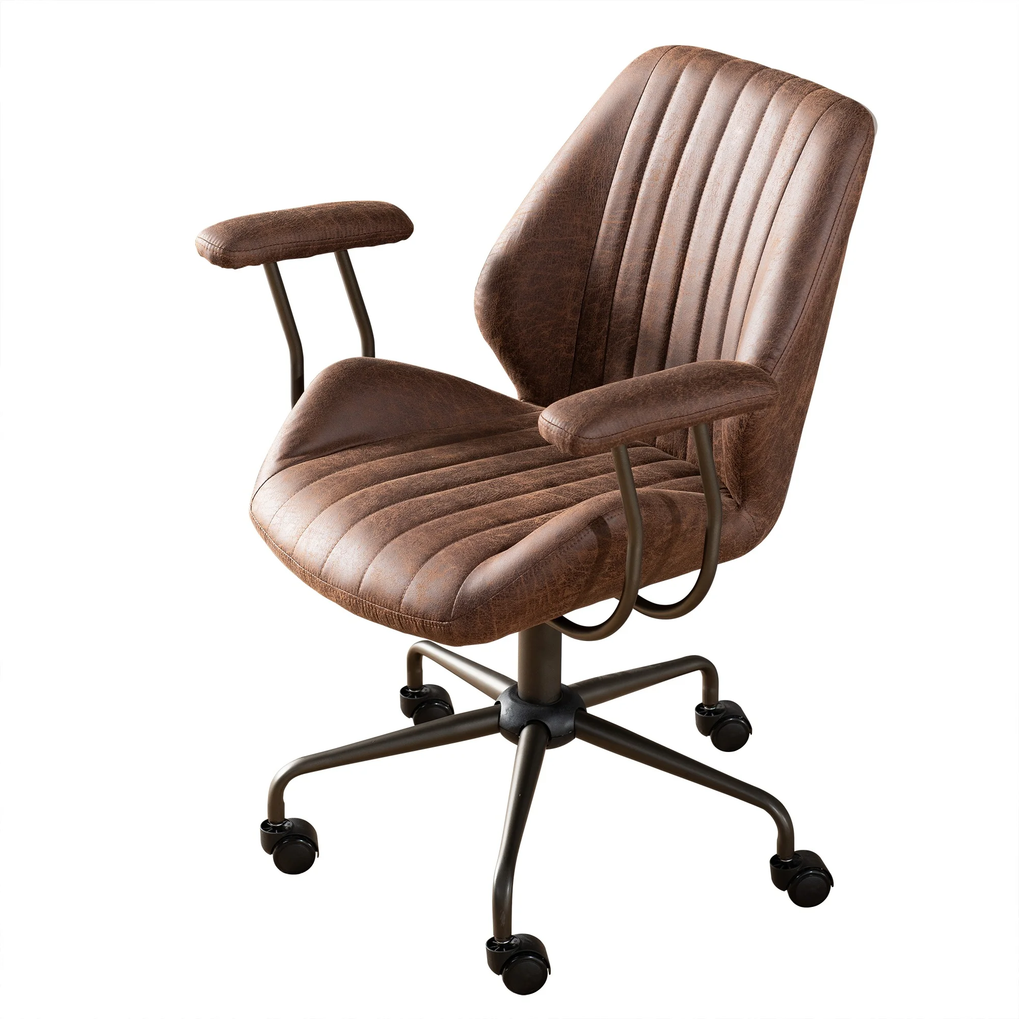 Ovios Ergonomic Office Chair Modern Computer Desk Suede Fabric Desk Chair with Lumbar Support for Home Office