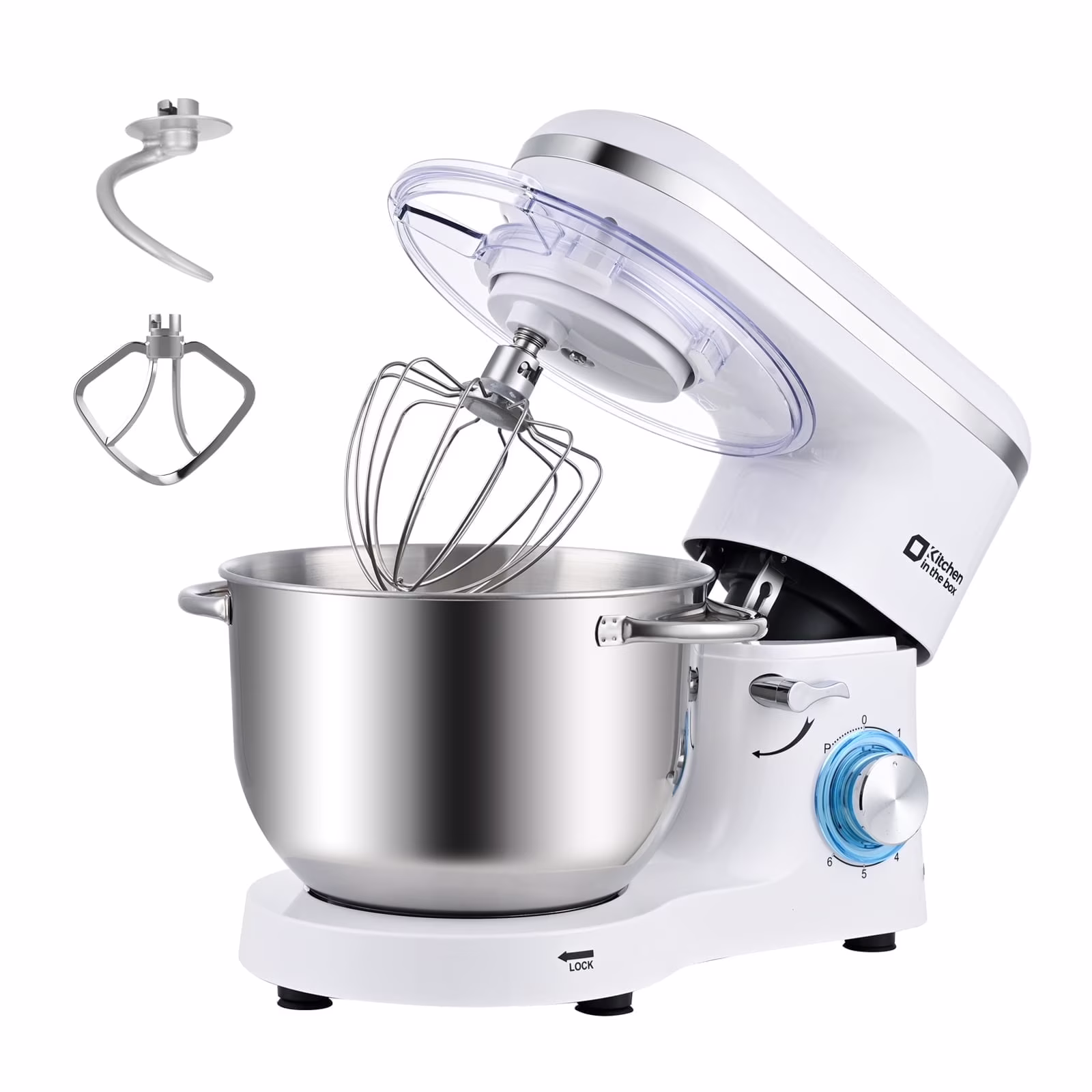 Kitchen in the box Tilt-Head Stand Mixer, Electric Kitchen Mixer with 6.5QT Stainless Steel Bowl, 660W Food Mixer with 6-Speed, Black