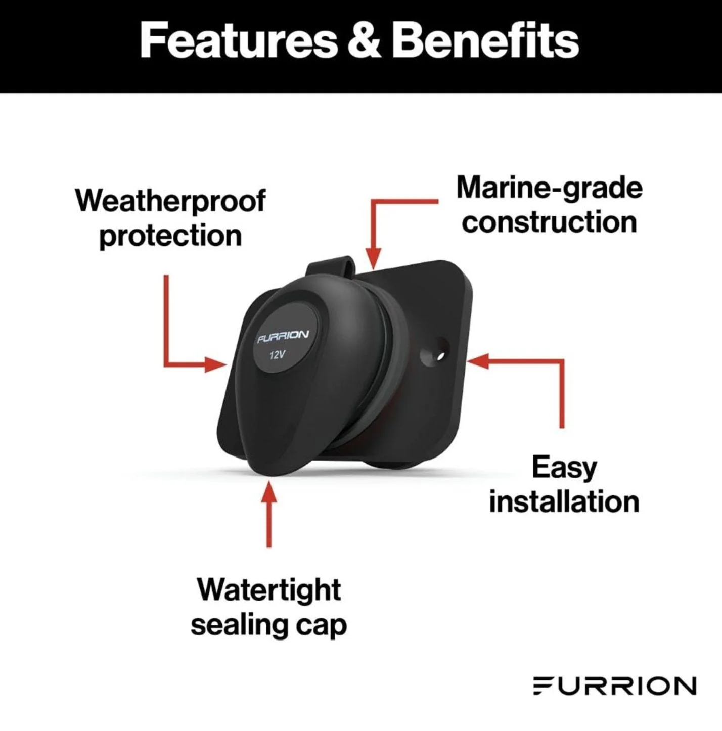 Furrion F12SB-AM 12V Weatherproof Marine Receptacle