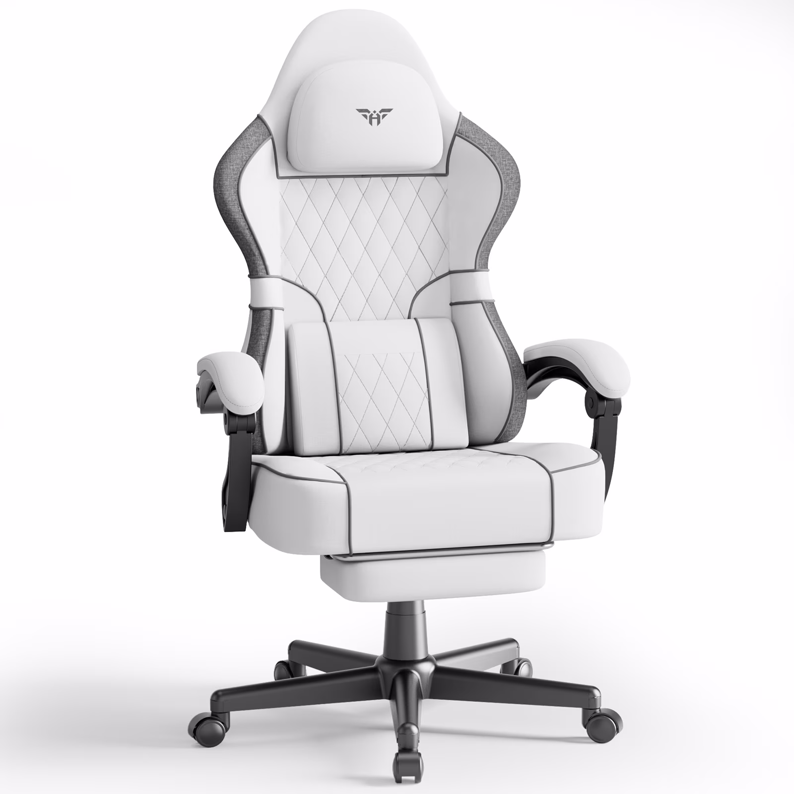 SOONTRANS Gaming Chair for Adults, Velvet Fabric High Back Comfortable Video Game Chair with Footrest and Massage Lumbar Cushion, Racing Computer Desk Chair, Ergonomic Gamer Chair, Black/Grey
