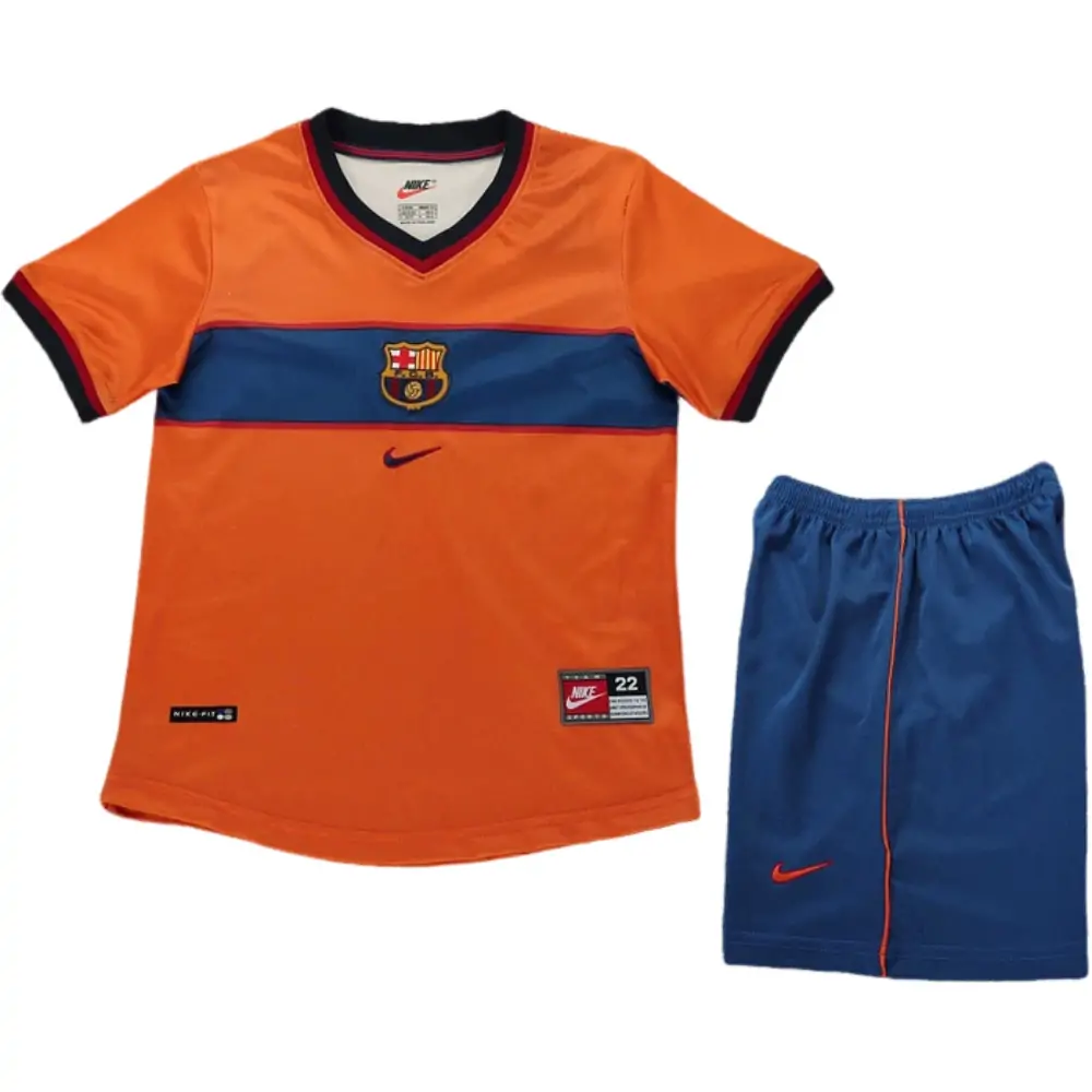 1998-99 Barcelona Second Away Match Retro Children's Jersey Set - Fans Edition