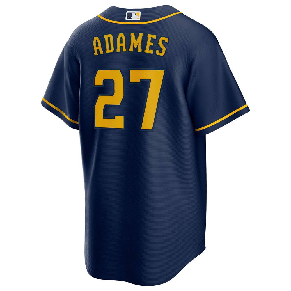 Men's Milwaukee Brewers Willy Adames Cool Base Replica Alternate Jersey - Navy