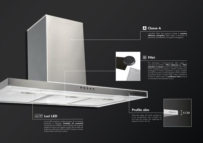 GLEM GAS - Cappa a parete GHB684IX-INOX