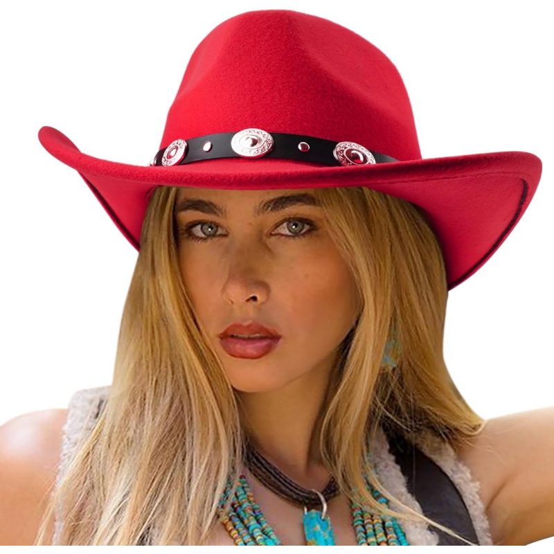 Women Men Classic Felt Wide Brim Western Cowboy