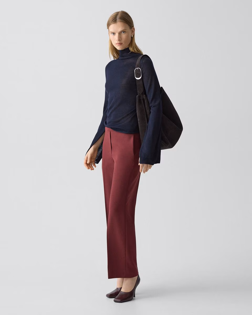 Wide-Leg Pull-On Pant in Admiral Crepe