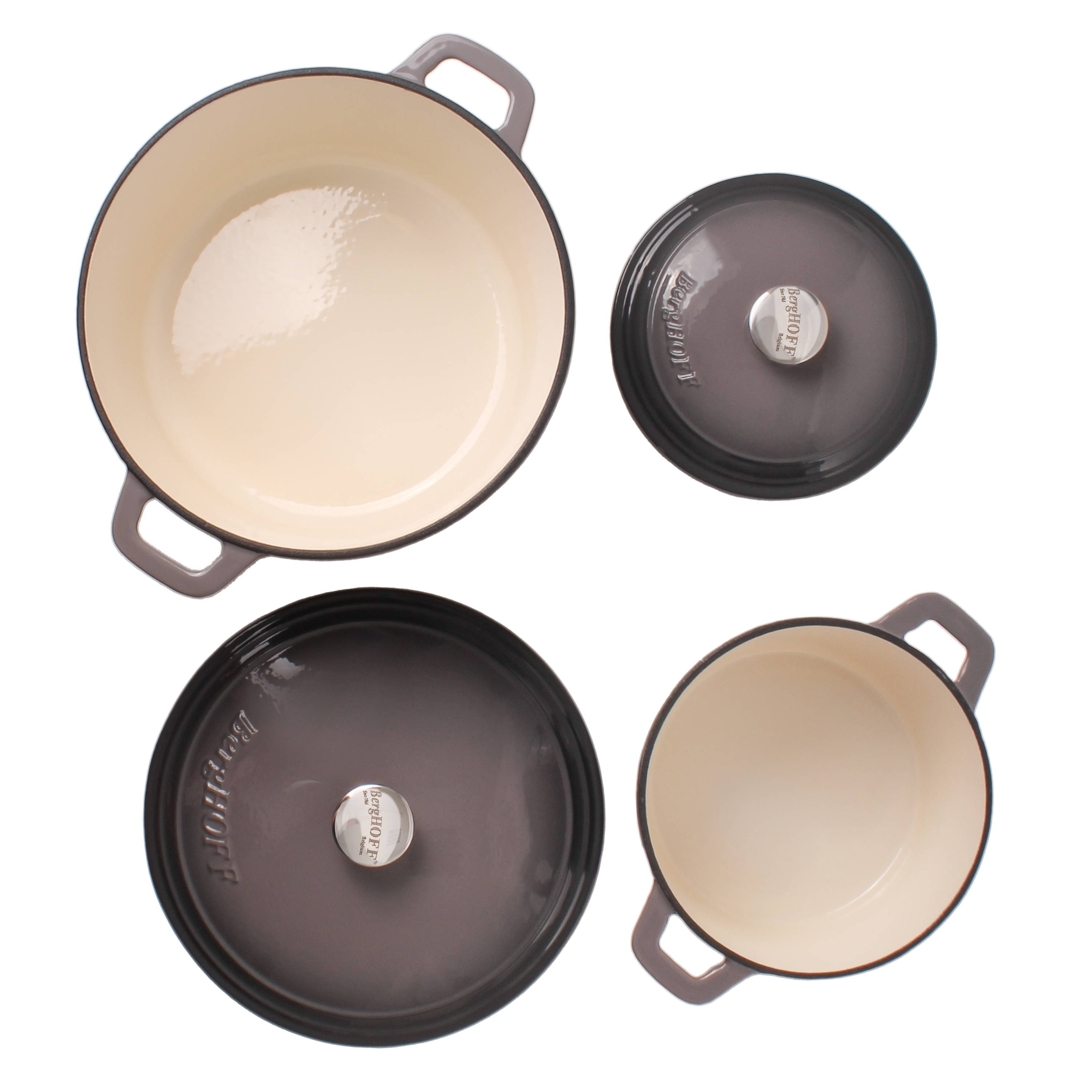 BergHOFF Neo 4Pc Cast Iron Set: 3qt. Covered Dutch Oven & 7qt. Covered Stockpot, Blue