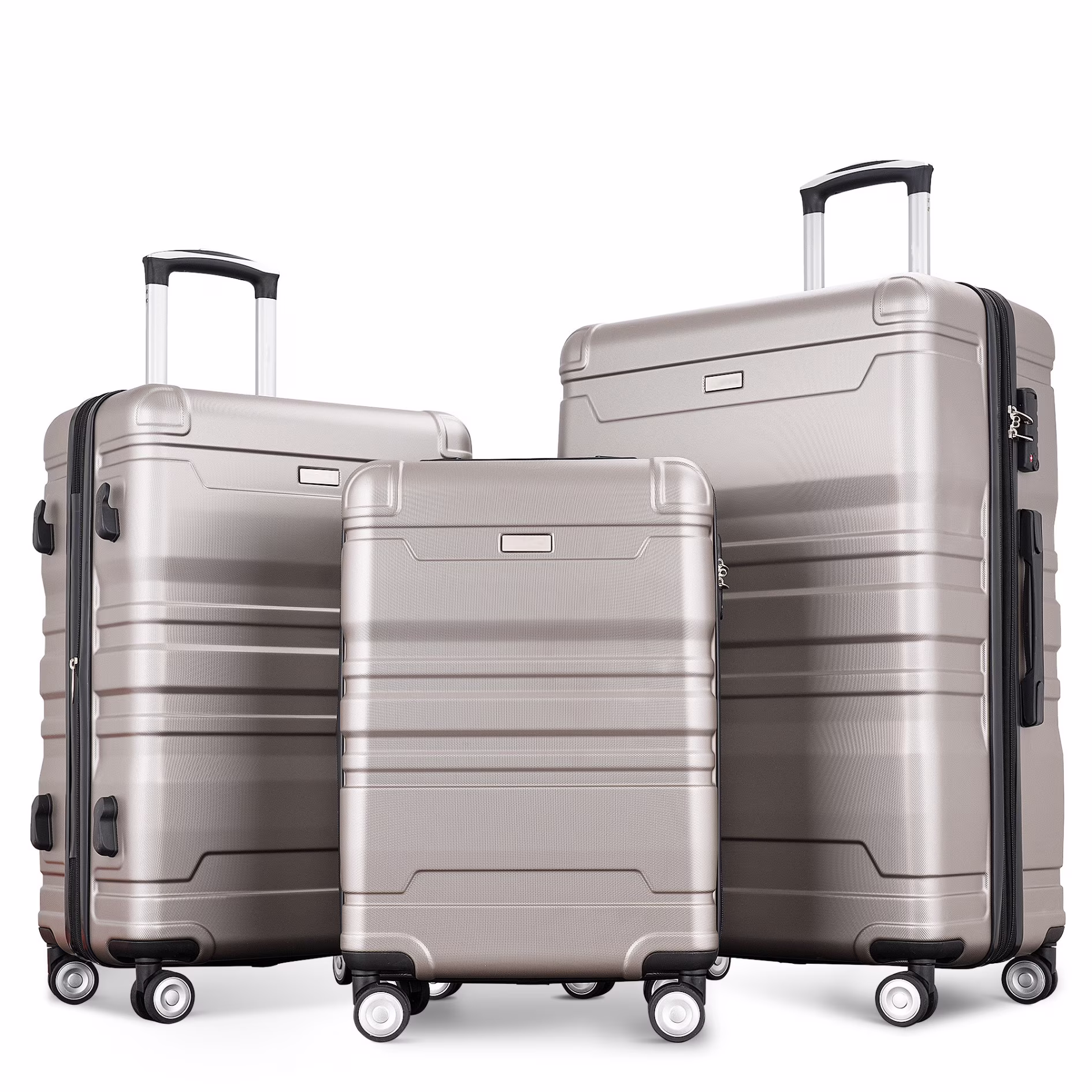 Luggage Sets New Model Expandable ABS Hardshell 3pcs Clearance Luggage Hardside Lightweight Durable Suitcase sets Spinner Wheels Suitcase with TSA Lock 20''24''28''(blue and brown)