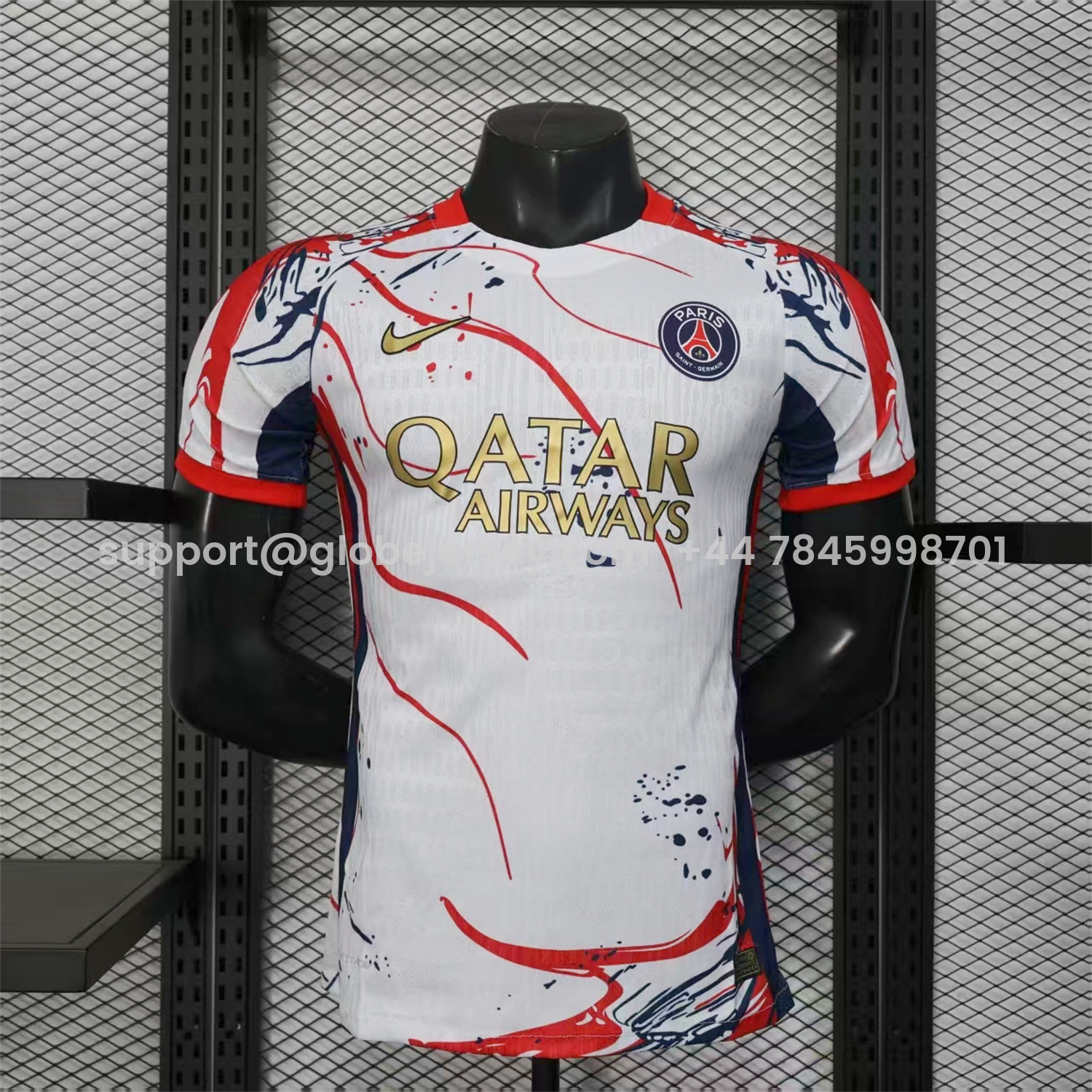 Paris Saint-Germain PSG 25-26 Red And Blue Lines White Special Jersey - Player Version