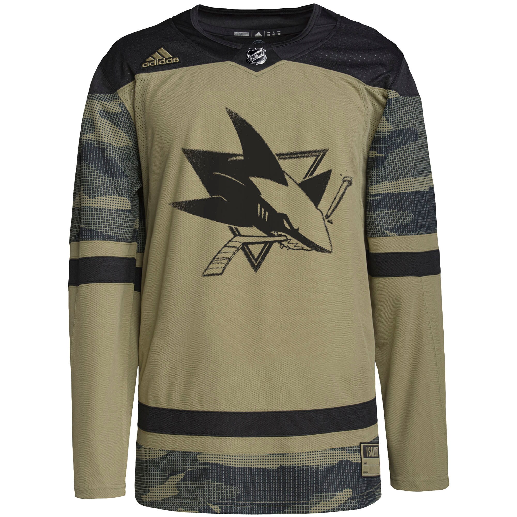 San Jose Sharks  Military Appreciation Team  Custom Practice Jersey – Camo