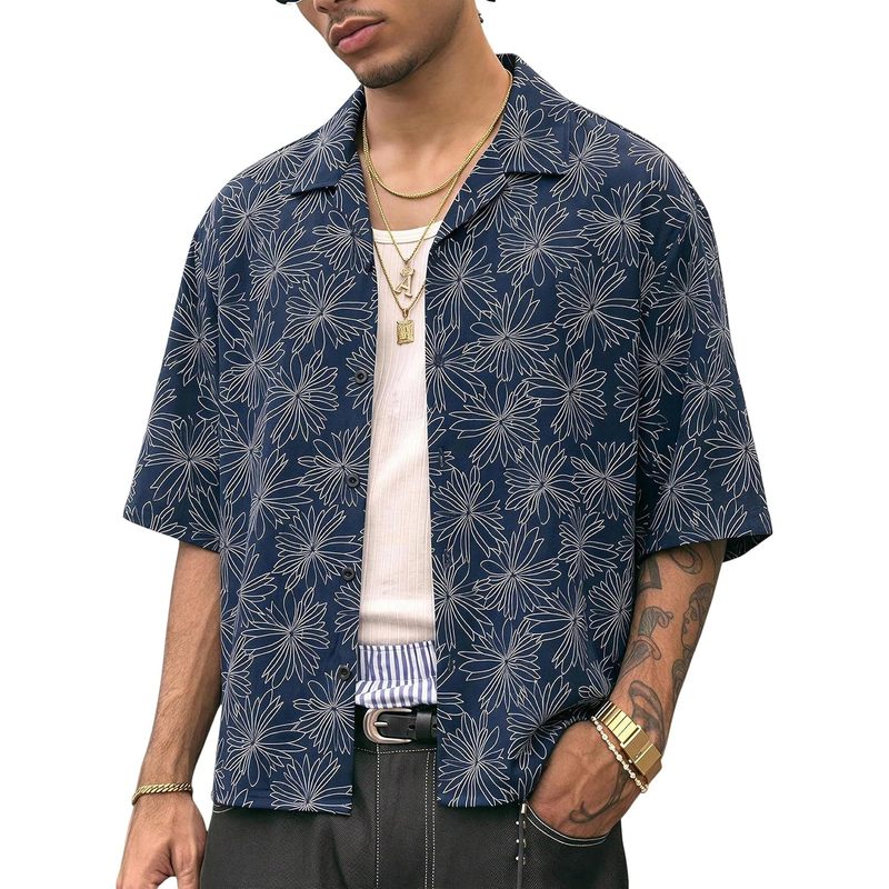 Men's Button Down Shirt Streetwear Crop Top Country Concert Outfits