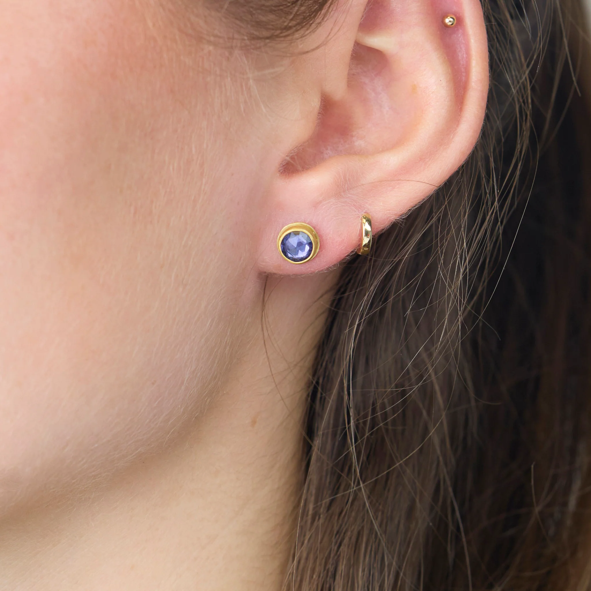 Round Sapphire Stud Earrings