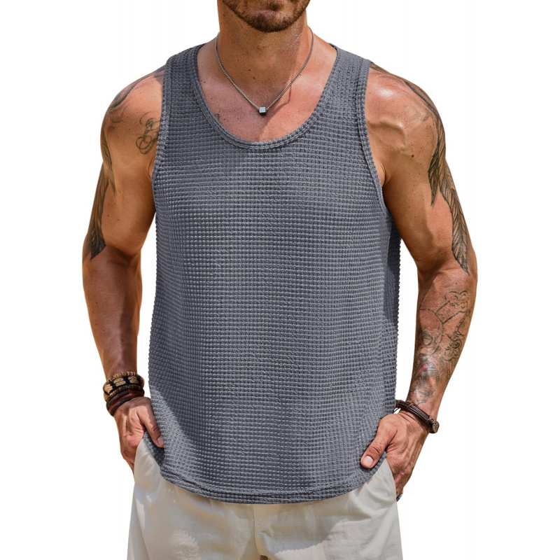Men's Hollow Out Tank Top Vacation Summer See