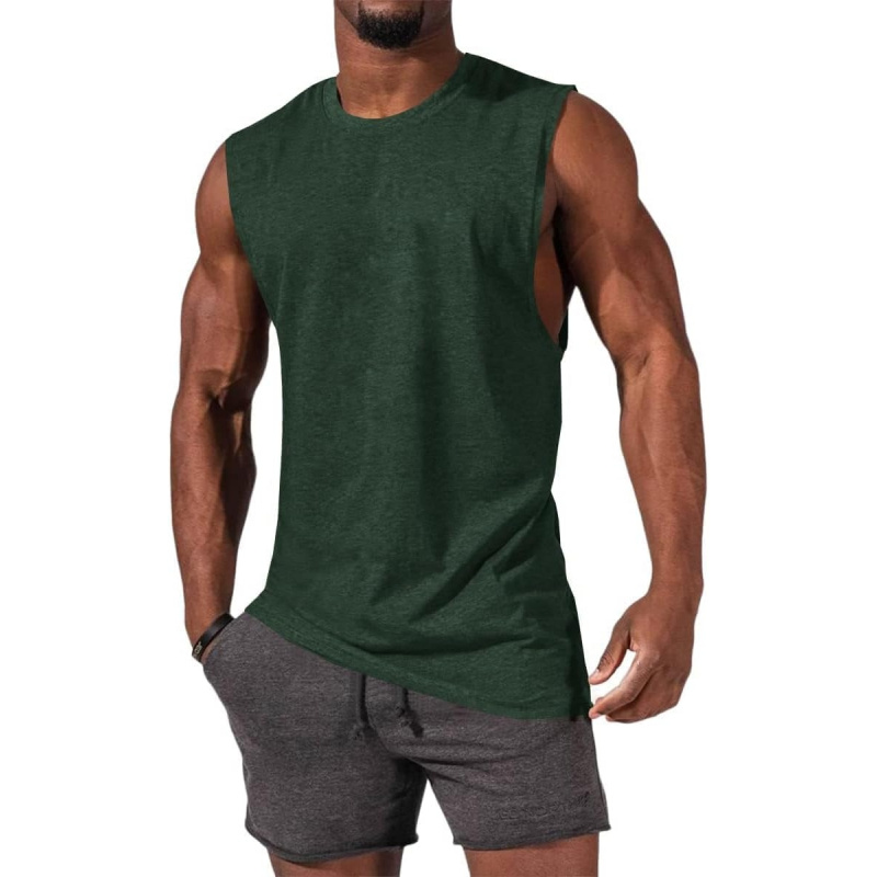Men's Sleeveless Tank Tops Crewneck Solid Loose Fit Shirt