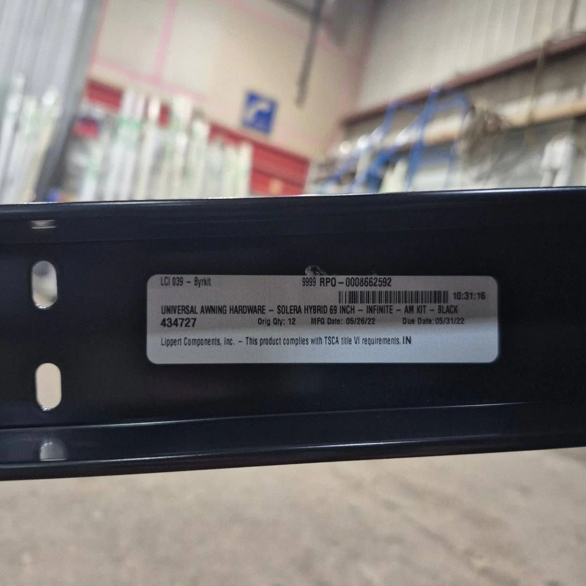 Used Lippert Awning Arm, Idler (Rear), Black, 69 -  Solera Universal Hybrid , 434727