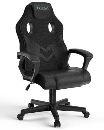 Bigzzia Gaming Chair Ergonomic Office Chair for Adults and Kids - Adjustable Height, 360° Swivel, Headrest Support, Mesh PU Leather(Red)