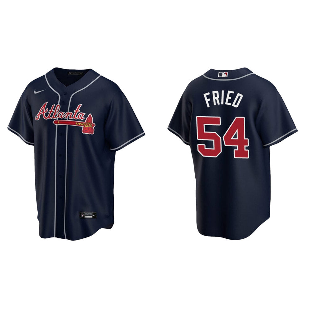 Men's Atlanta Braves Max Fried Cool Base Replica Alternate Jersey - Navy