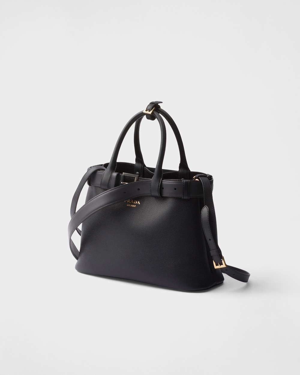 Buckle Small Leather Handbag With Belt