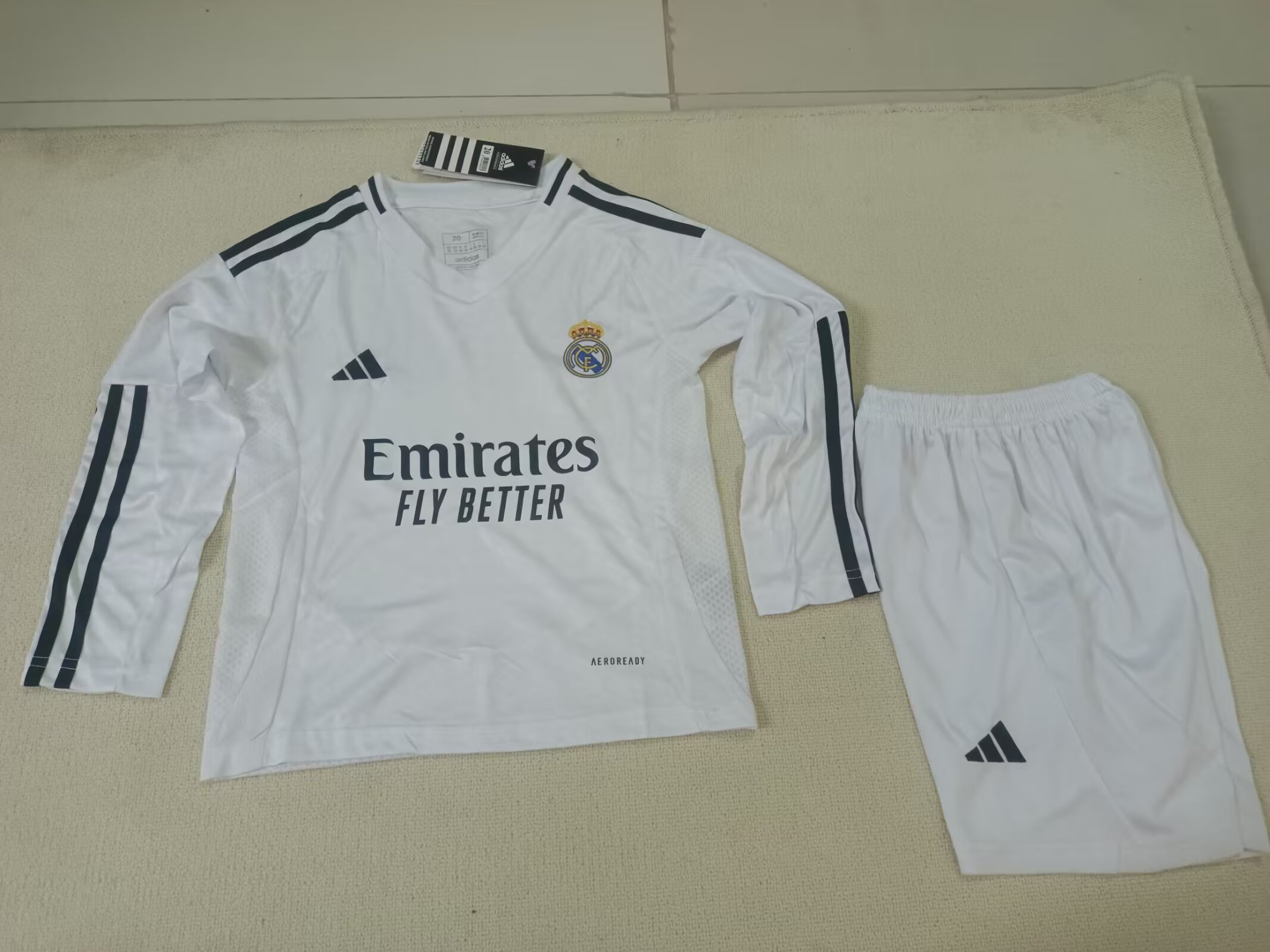 2024/25 Real Madrid Home Long Sleeve Jersey - Kids Set