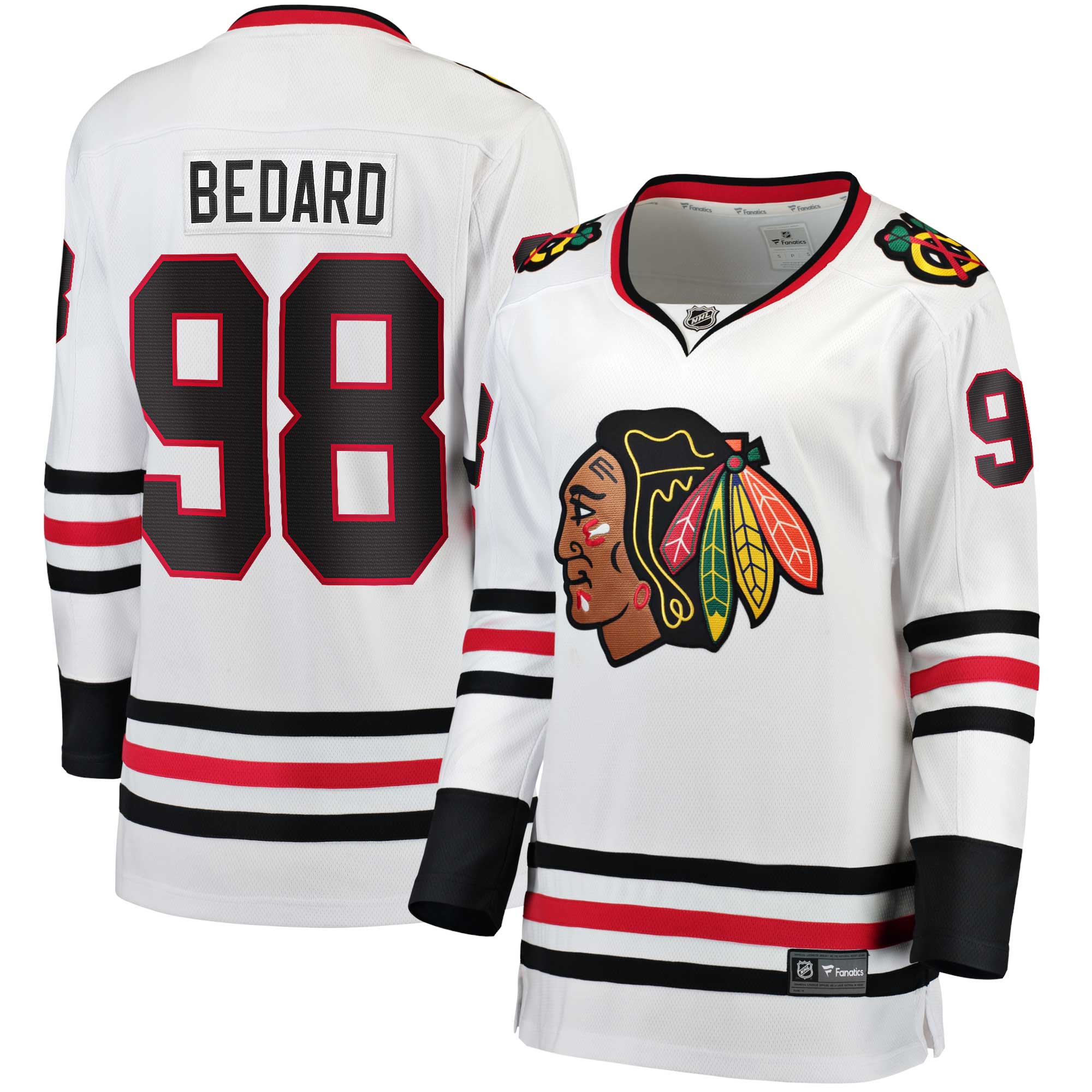 Connor Bedard Chicago Blackhawks Fanatics Women’s Away Premier Breakaway   Jersey – White