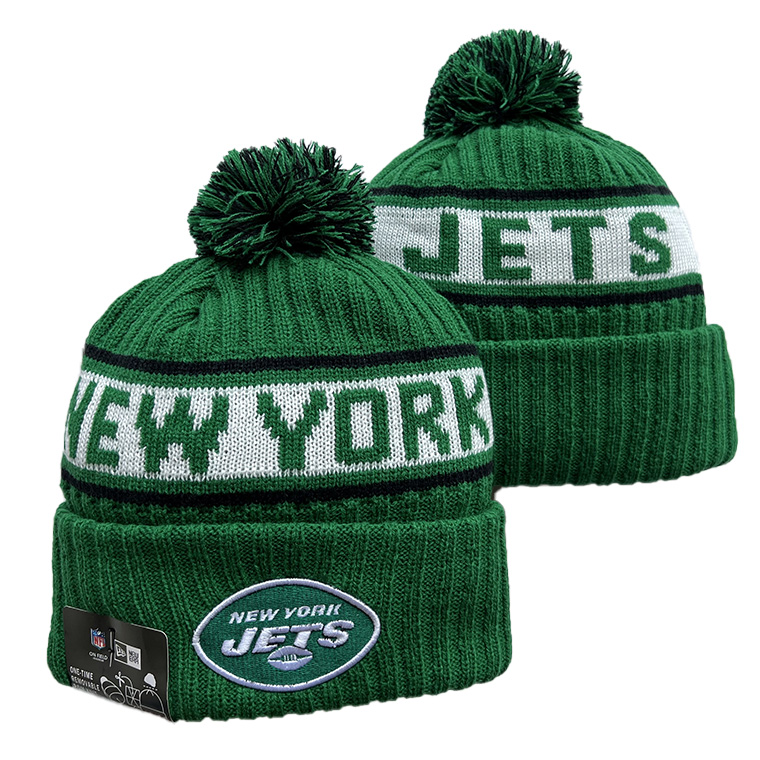 Men's  Black New York Jets Repeat Cuffed Knit Hat with Pom
