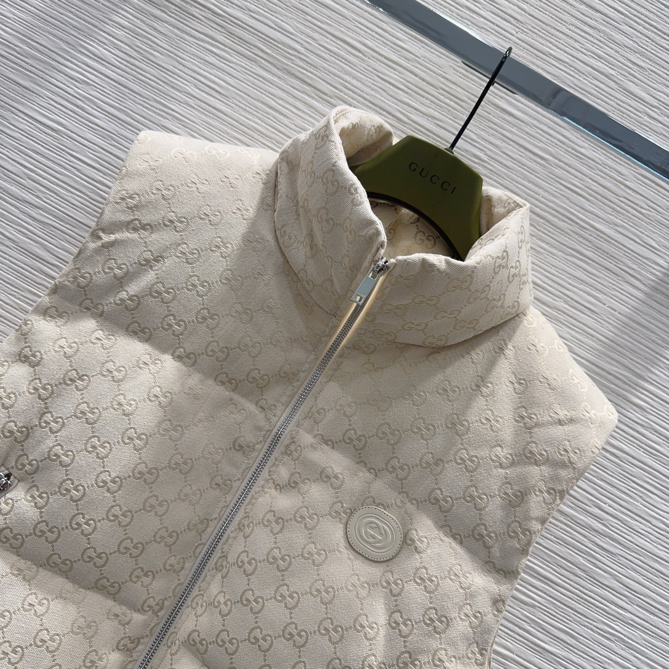 Jacquard cotton-canvas down vest