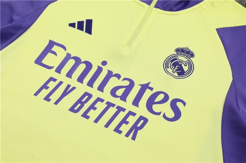 2023/2024 Real Madrid half-pull training suit light yellow suit 1:1 Thai quality suit