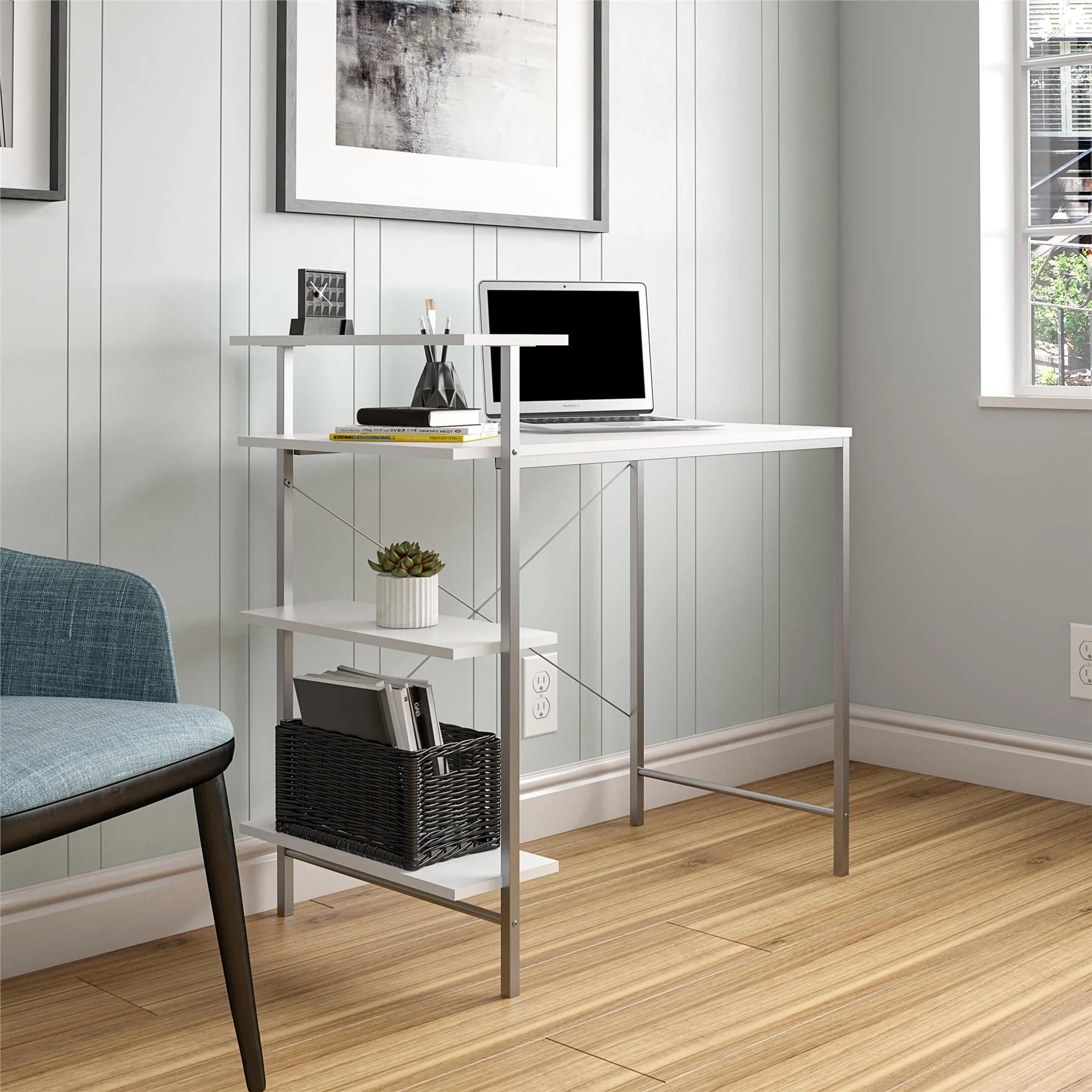 Mainstays Side Storage Desk - White
