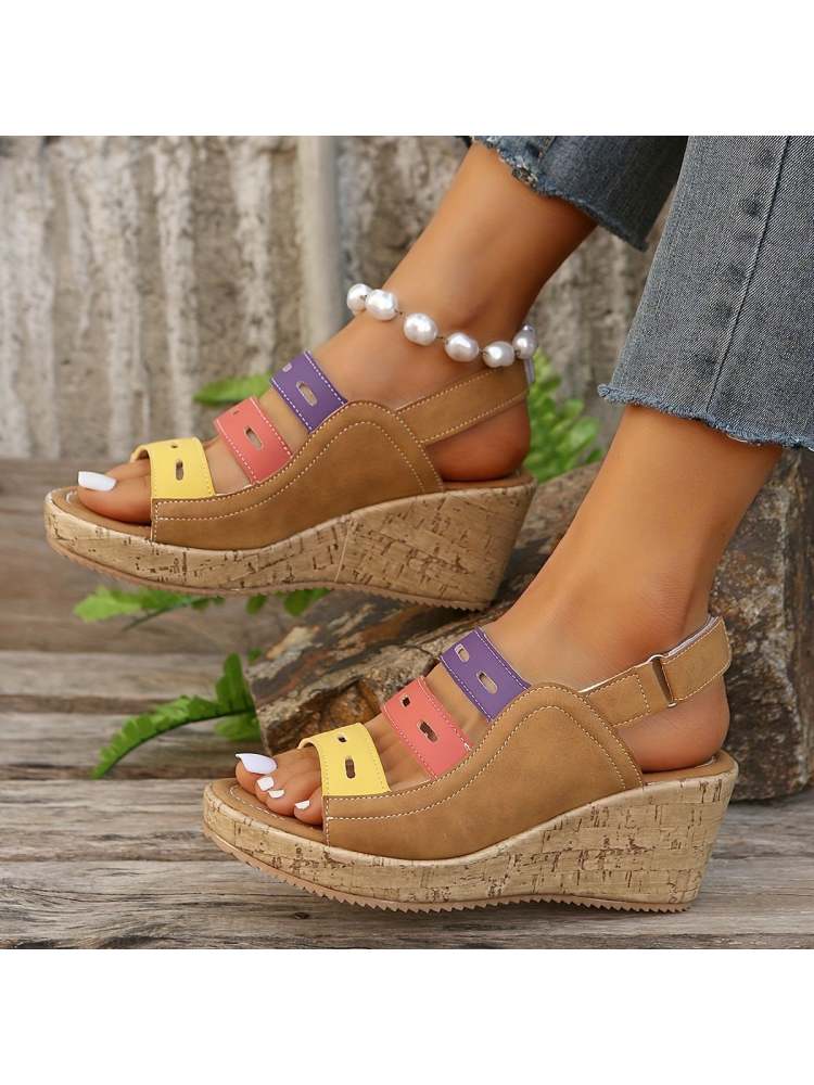 Colorblock Velcro Wedges & Platform