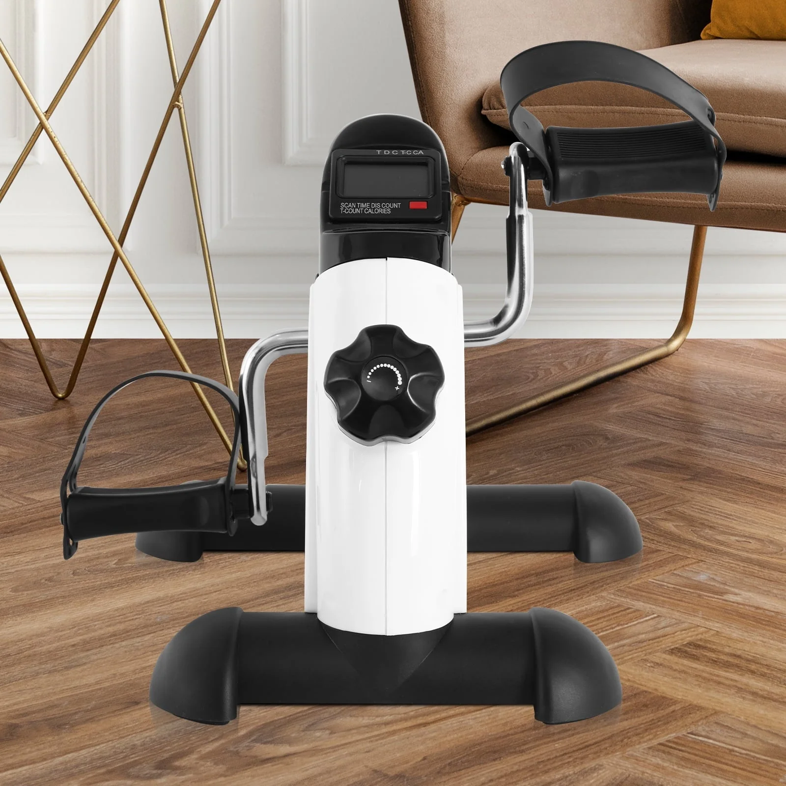 Under Desk Exercise Bike,Pedal Exerciser,Mini Exercise Bike,Leg Exerciser,Under Desk Elliptical,LCD Screen Displays,Arm Fitness and Health,White
