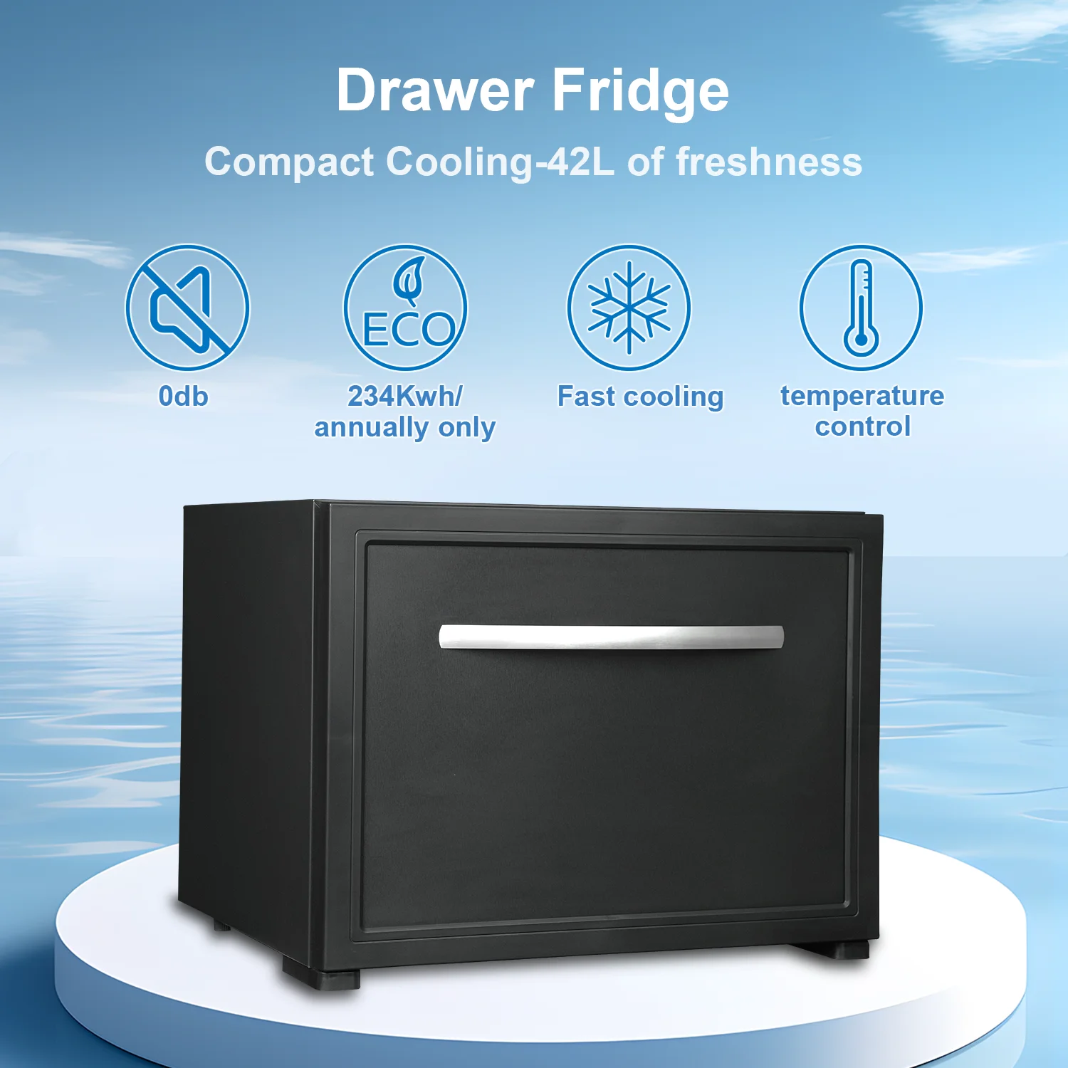Smad Drawer RV Refrigerator 12V Truck Cooler AC DC Fridge Hotel 1.7 cu ft Quiet