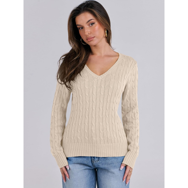 Women's Long Sleeve Cable Knit Sweater
