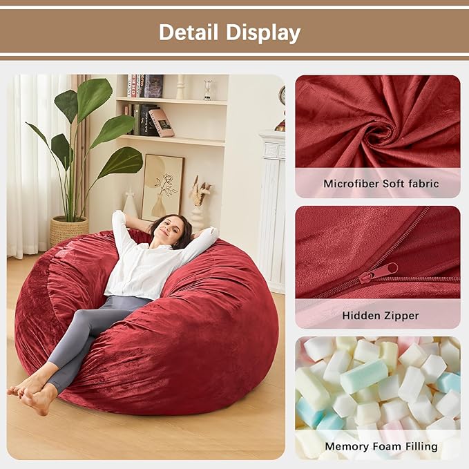BUBBLEBEAN Bean Bag Chairs for Adults - Memory Foam Furniture BeanBag Chair