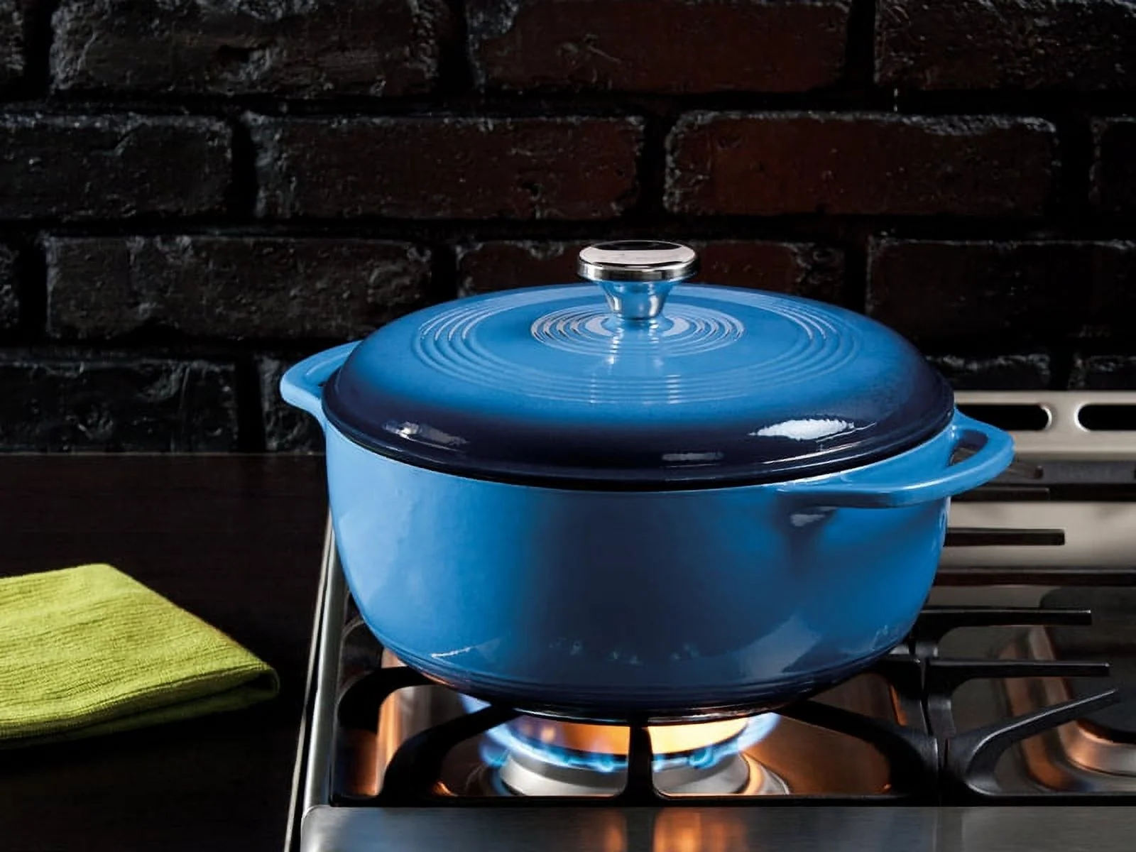 Lodge Enamel Cast Iron 7.5 Quart Dutch Oven, Blue, EC7D33