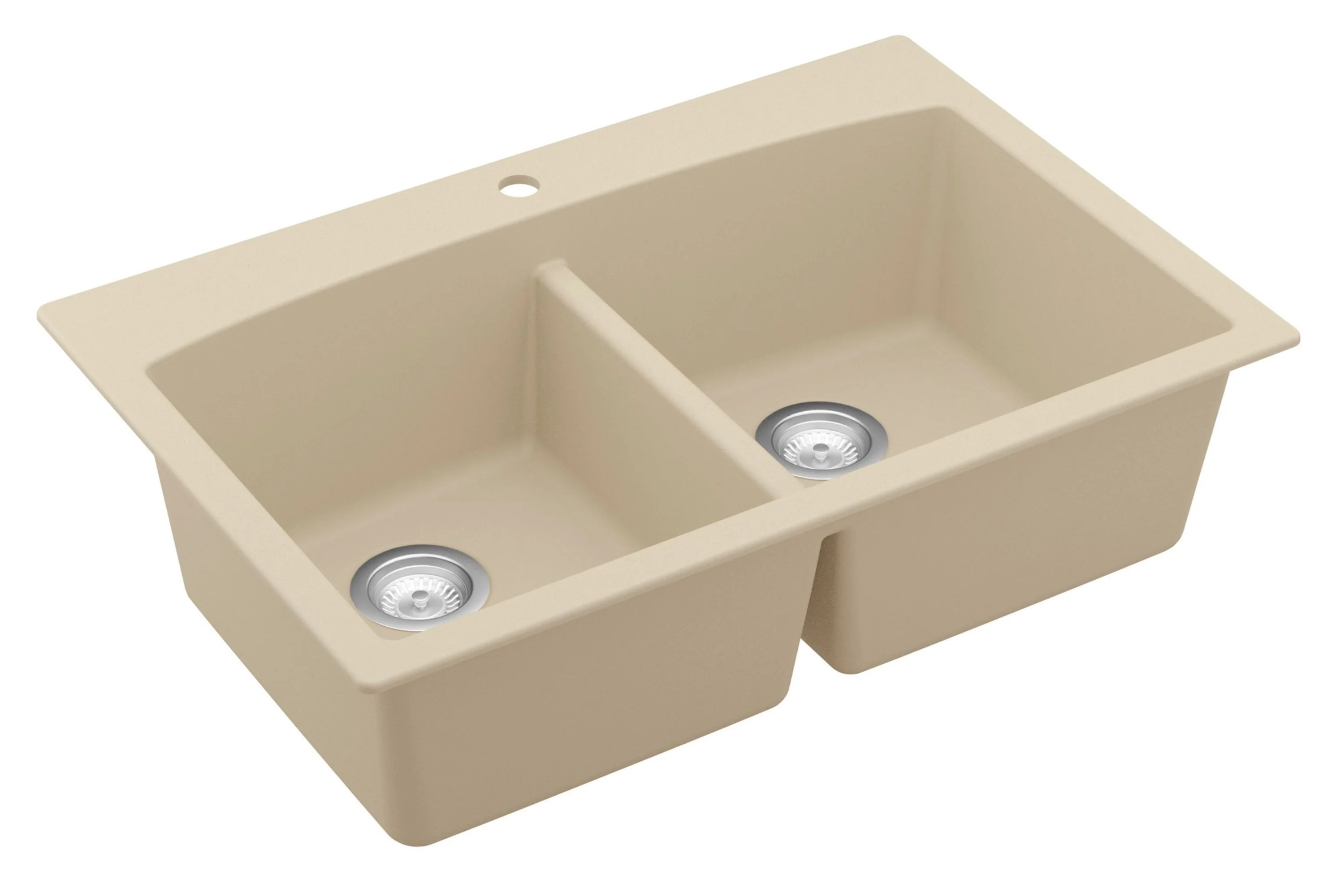 Karran QT-710-BR Brown Quartz Composite Rectangular Double Bowl Sink