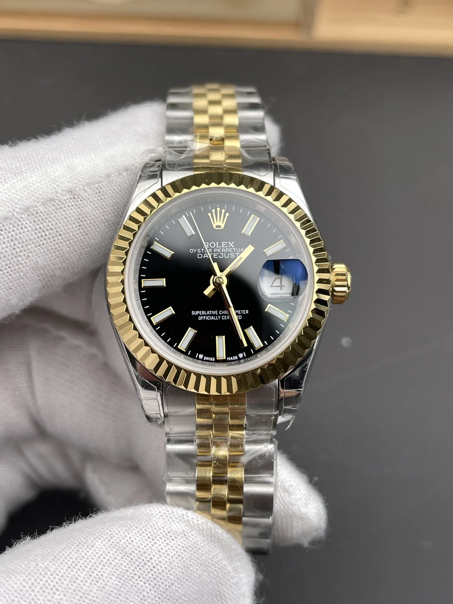 Rolex Datejust Two-Tone Black Ladies 28mm