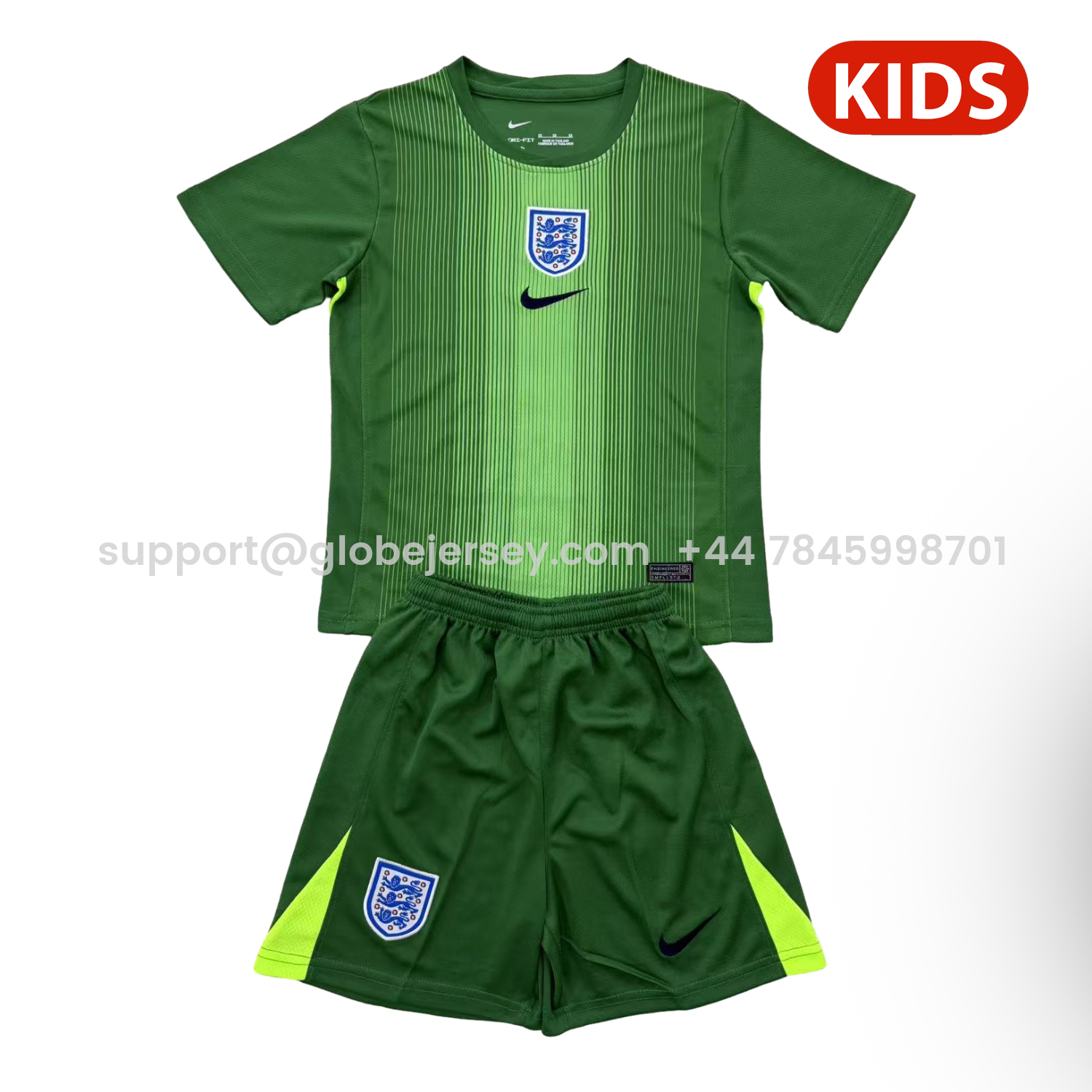 England 25-26 Green Goalkeeper Kids Kit
