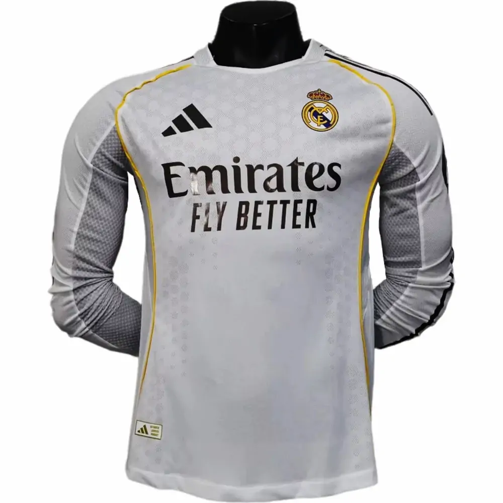 2025-26 New Season Real Madrid Home Long Sleeve Jersey - Player Edition