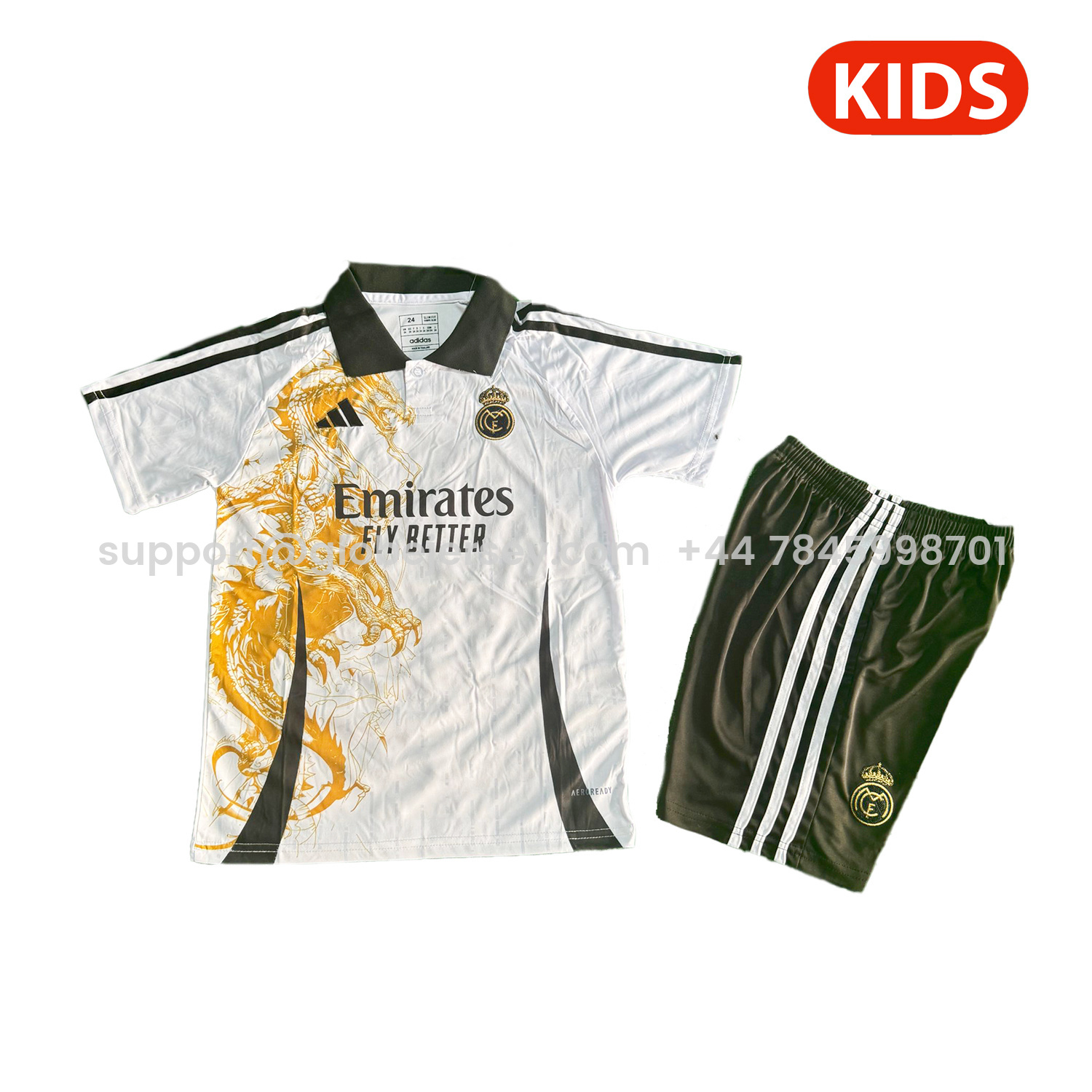 Real Madrid 25-26 Golden Dragon White Special Polo Kids Kit